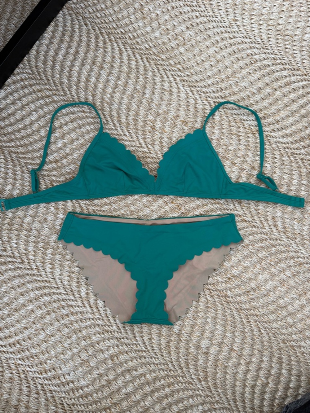 J. Crew Kelly Green Scalloped Bikini Set